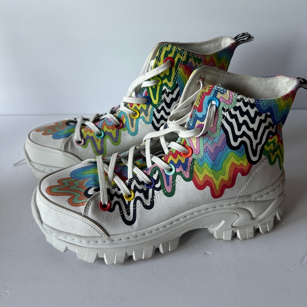 Colorful Jen Stark Sketchers High-Top Sneakers